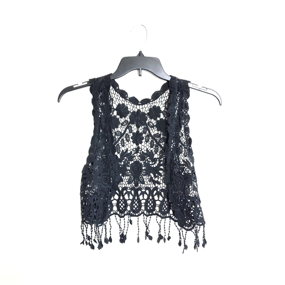 NWOT Floral Black Bohemian Vest Cover-up